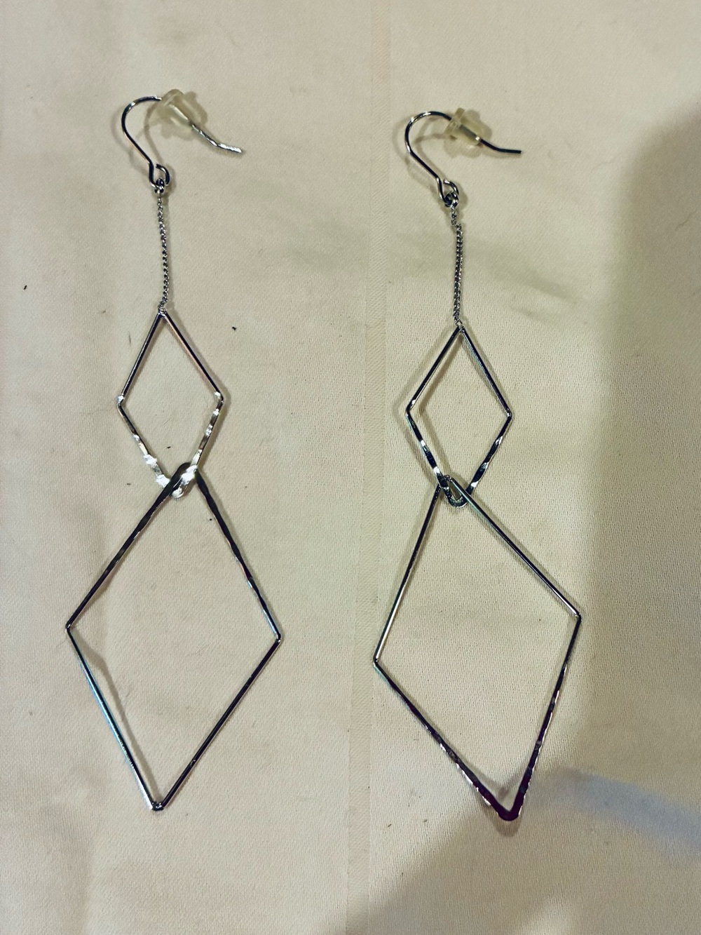 NWT ~Whisper-light Silver Double Diamond Drop Earrings - New with Tags